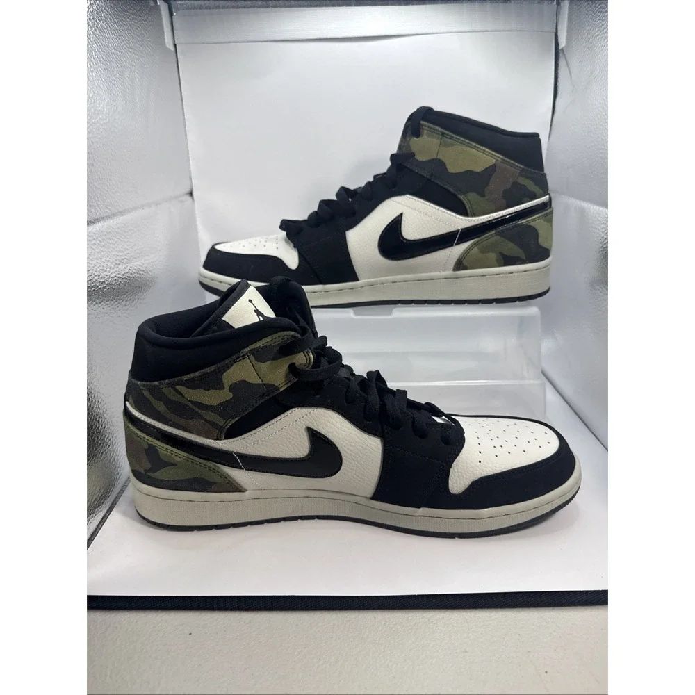 Nike Air Jordan 1 Mid SE Camouflage Bone/Black Mens Size 13 CW5490-001 EUC 2020